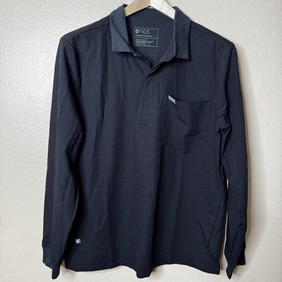 Figs Other - FIGS Technical Collection Shirt Men's Large Black Polo Long-Sleeve Scrub